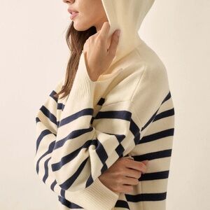 Promesa Perfect Storm Nautical-Stripe Hooded Sweater